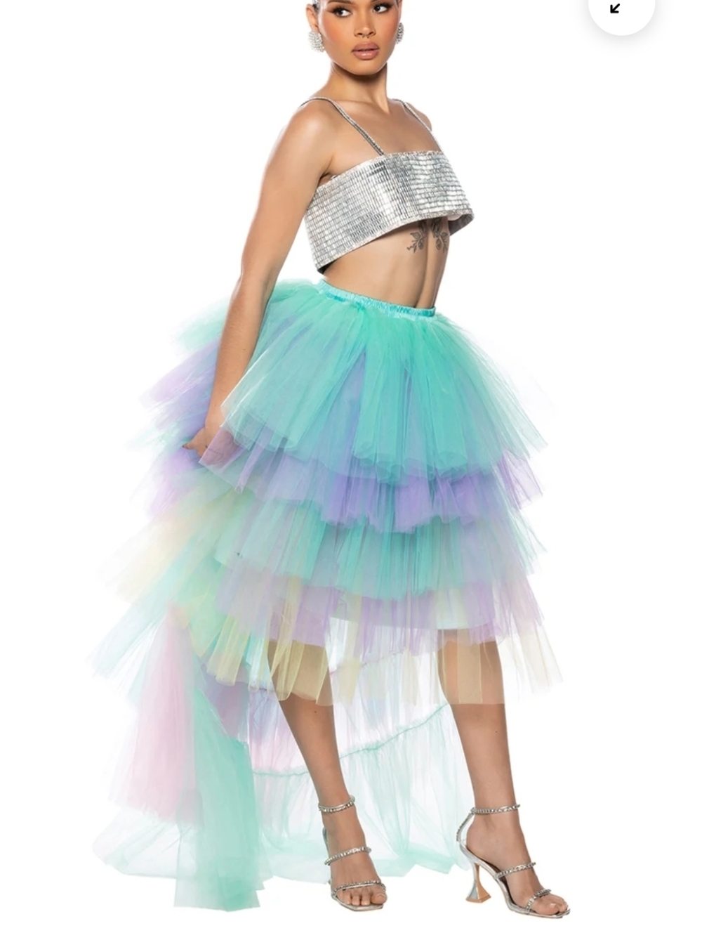 Pastel Tiered Tulle High-Low Strapless DRESS L/XL This Is New Without Tags - Picture 2 of 10